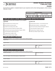Document preview: Form DTP-201 Driver Training Programs Complaint Form - New York