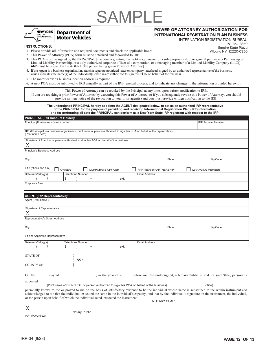 Form IRP-34 Irp Renewal Packet - New York, Page 12
