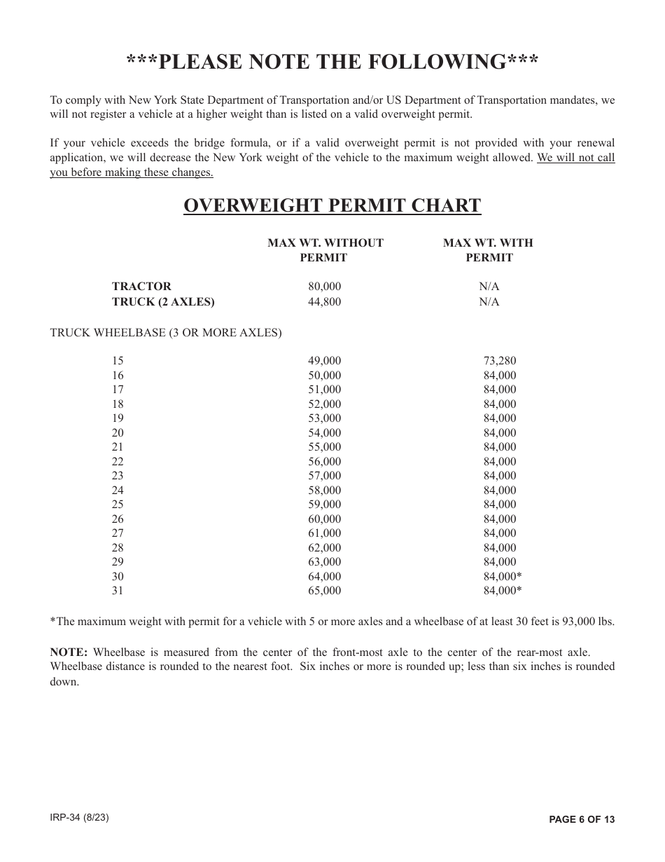 Form IRP-34 Irp Renewal Packet - New York, Page 6