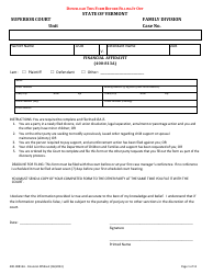 Document preview: Form 400-00813A Financial Affidavit - Vermont