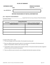 Document preview: Form 700-00057PEM Motion for Decree of Partial Distribution - Vermont