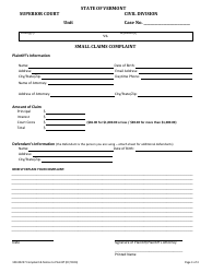 Form 100-00257 Small Claims Complaint - Vermont, Page 3