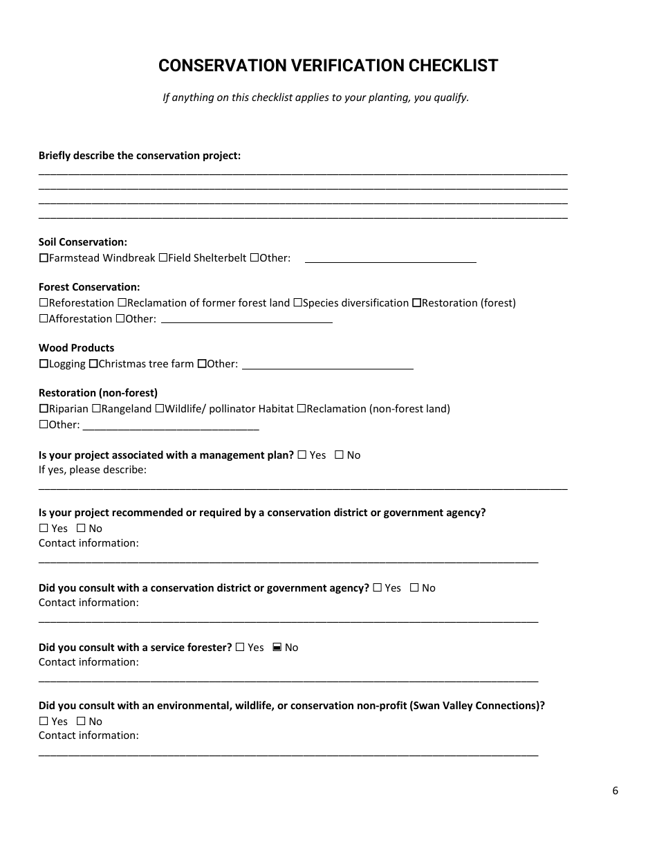 Montana Conservation Seedling Nursery Order Form - Montana, Page 6