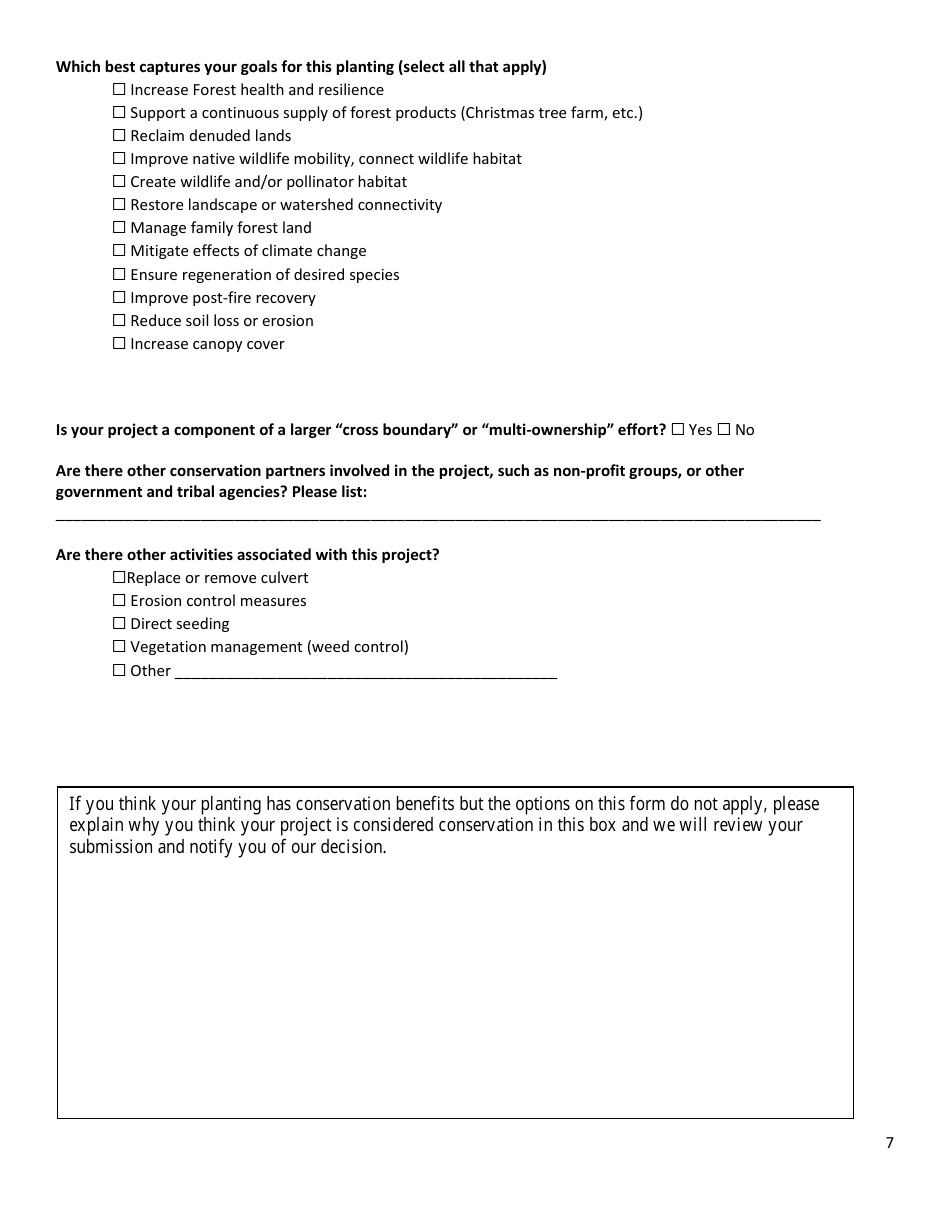 Montana Conservation Seedling Nursery Order Form - Montana, Page 7