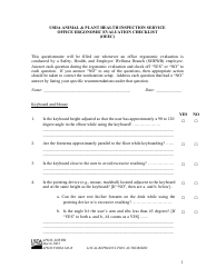 APHIS Form 240-R Usda Animal &amp; Plant Health Inspection Service Office Ergonomic Evaluation Checklist (Oeec)