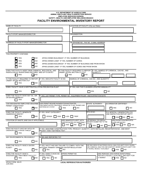 APHIS Form 264-R  Printable Pdf