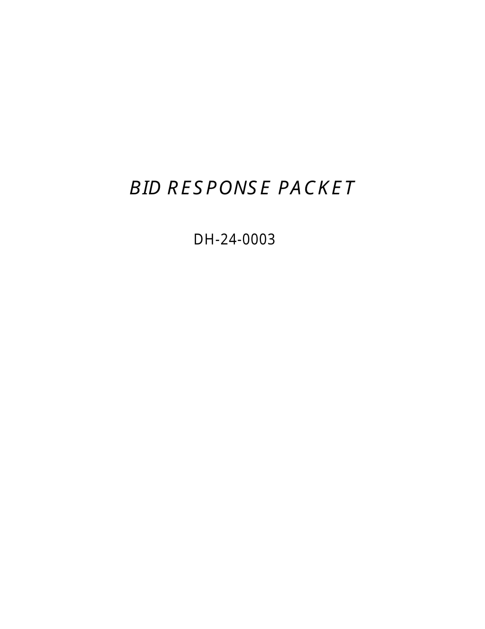 Form DH-24-0003 Bid Response Packet - Arkansas, Page 1