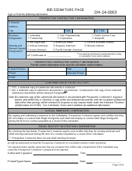 Form DH-24-0003 Bid Response Packet - Arkansas, Page 2