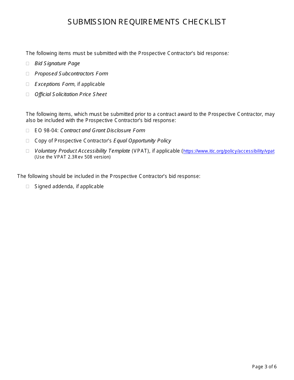 Form DH-24-0003 Bid Response Packet - Arkansas, Page 3