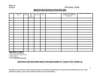 Document preview: Form NDP16 Medication Destruction Record - Alabama