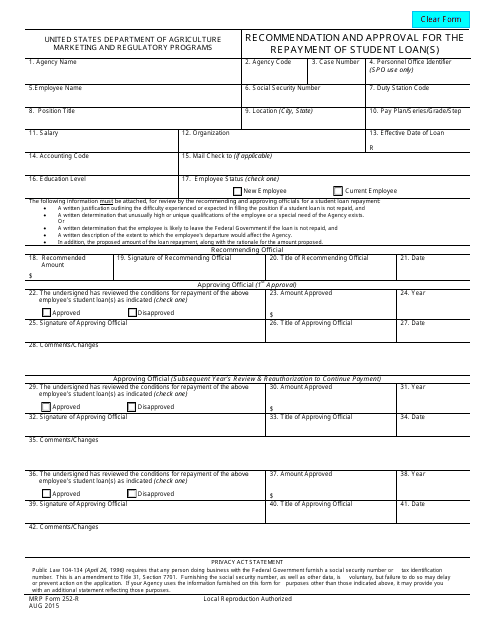 MRP Form 252-R  Printable Pdf