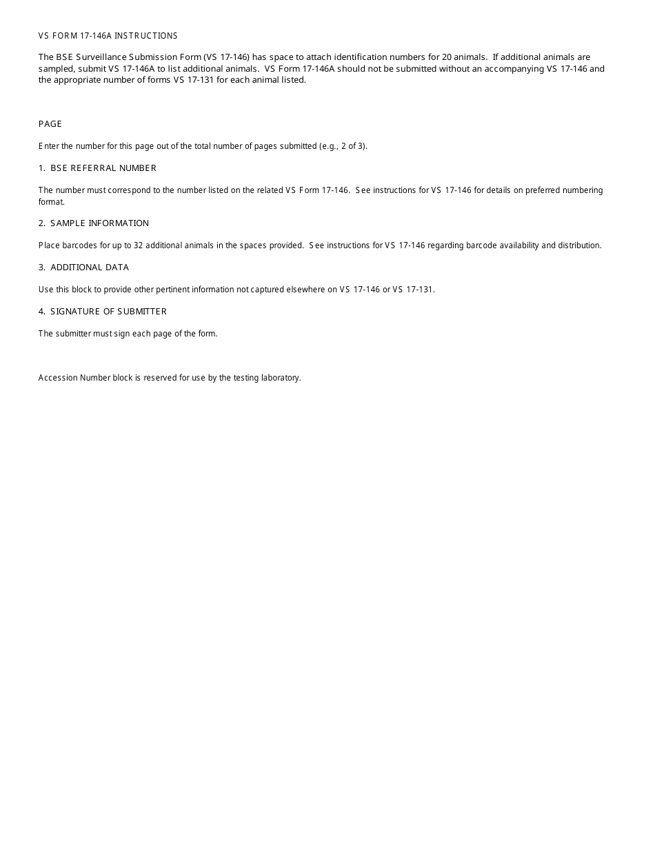 VS Form 17-146A Bse Surveillance Submission Form Continuation Sheet, Page 2