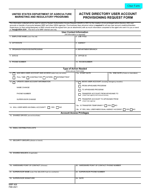 MRP Form 408  Printable Pdf