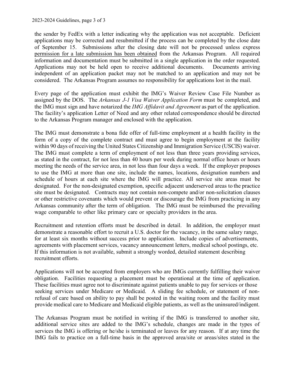Instructions for J-1 Visa Waiver Program Application - Arkansas, Page 3