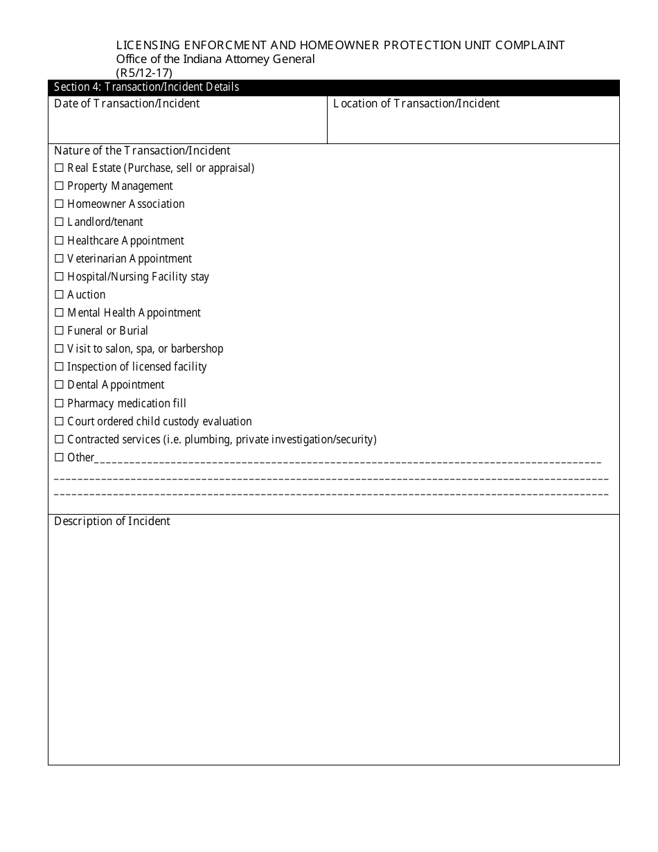 Licensing Enforcment and Homeowner Protection Unit Complaint - Indiana, Page 3