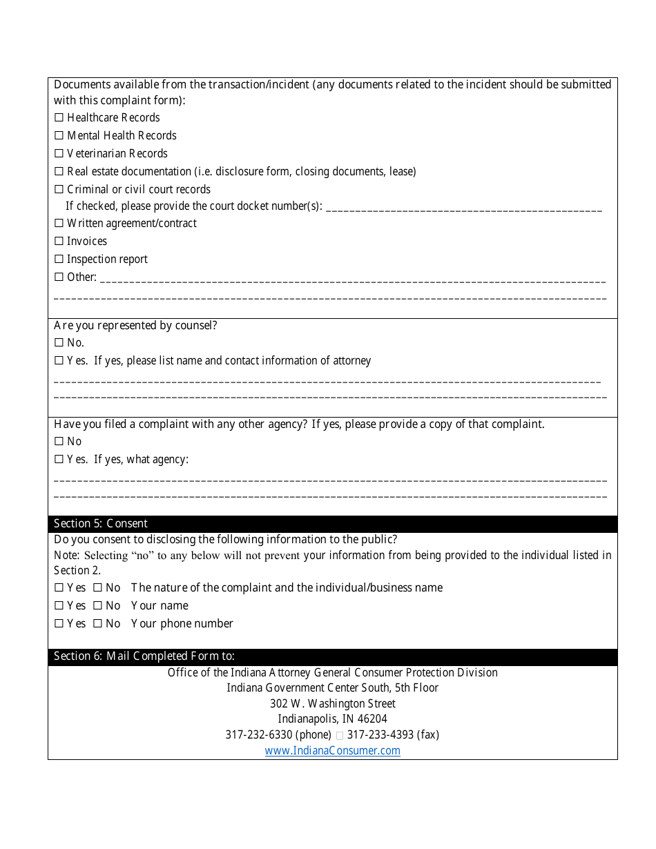 Licensing Enforcment and Homeowner Protection Unit Complaint - Indiana, Page 4