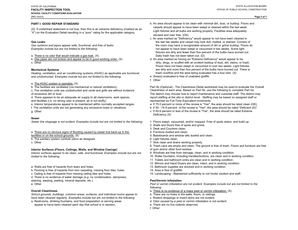 Facility Inspection Tool - School Facility Conditions Evaluation - California, Page 3