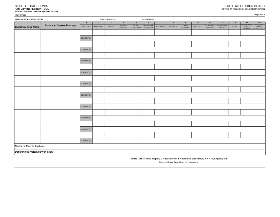Facility Inspection Tool - School Facility Conditions Evaluation - California, Page 5