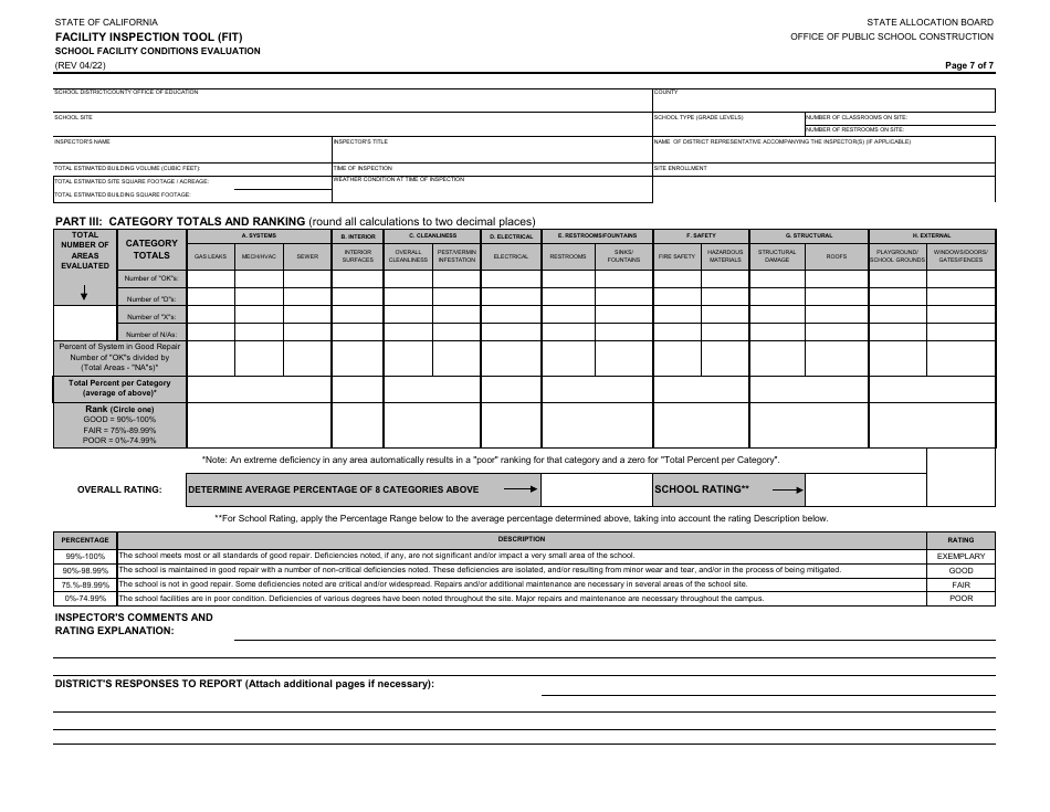 Facility Inspection Tool - School Facility Conditions Evaluation - California, Page 7