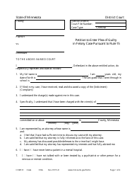 Document preview: Form CRM101 Petition to Enter Plea of Guilty in Felony Case Pursuant to Rule 15 - Minnesota