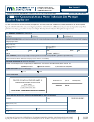 Document preview: Form AG-01348 New Commercial Animal Waste Technician Site Manager License Application - Minnesota