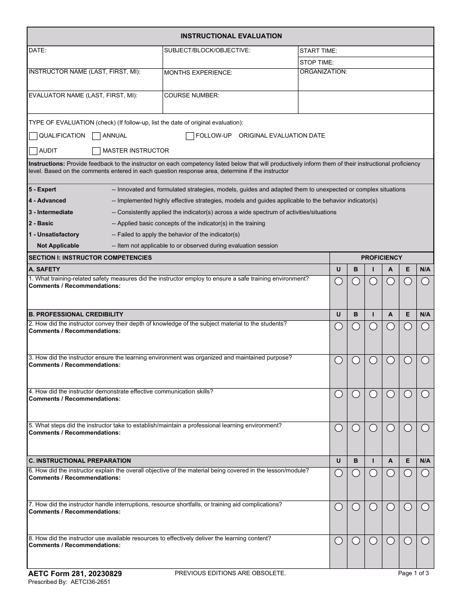 AETC Form 281 Download Fillable PDF or Fill Online Instructional ...