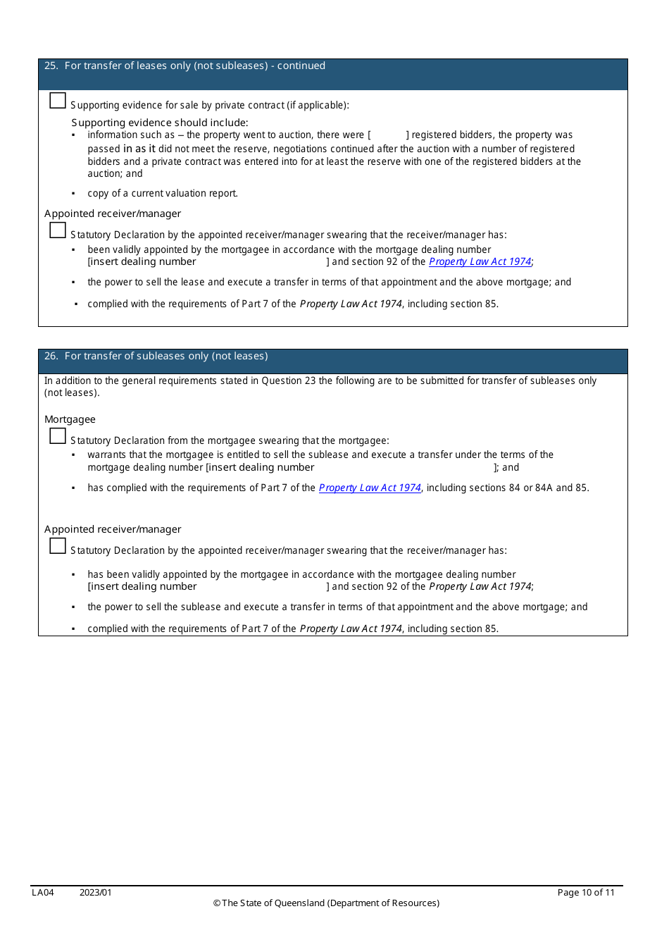 Form LA04 Part B Approval to Transfer Application - Queensland, Australia, Page 10