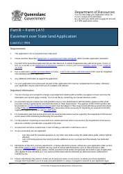 Document preview: Form LA11 Part B Easement Over State Land Application - Queensland, Australia