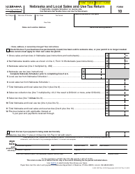 Document preview: Form 10 Nebraska and Local Sales and Use Tax Return - Nebraska