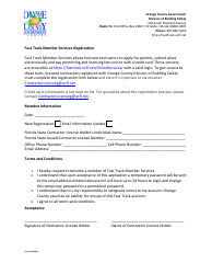 Document preview: Fast Track Member Services Registration - Orange County, Florida