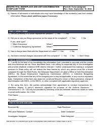 Respectful Workplace and Anti-discrimination Complaint Form - Statewide - Delaware, Page 3