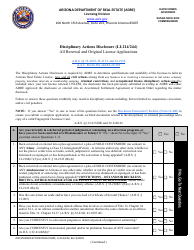 Form LI-214 (LI-244) Disciplinary Actions Disclosure - Arizona