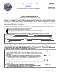 Form ED-106 School Owner/Administrator Statement of Qualifications - Arizona