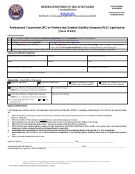 Document preview: Form LI-231 Professional Corporation (Pc) or Professional Limited Liability Company (Pllc) Application - Arizona