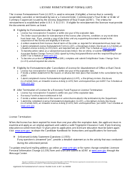 Document preview: Form LI-207 Application for Reinstatement of License Form - Arizona