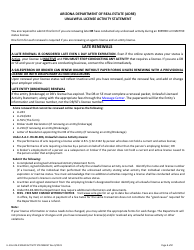 Document preview: Form LI-555 Unlawful License Activity Statement - Arizona