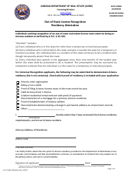 Document preview: Out-of-State License Recognition Residency Attestation - Arizona