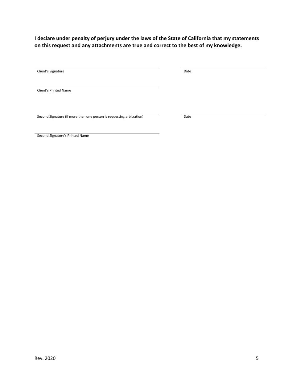Request for Arbitration of a Fee Dispute - California, Page 5
