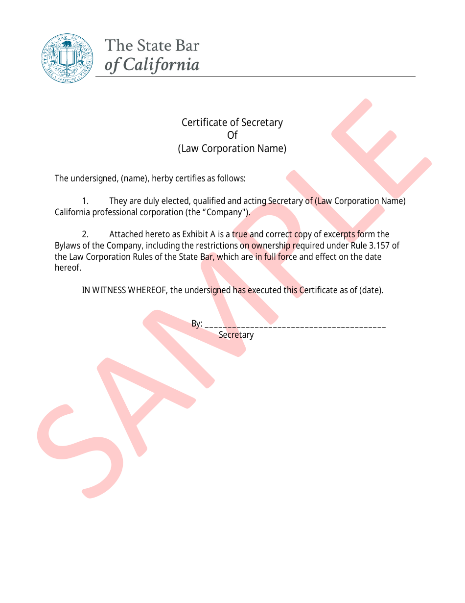 Application for Issuance of a Certificate of Registration as a Law Corporation - California, Page 3