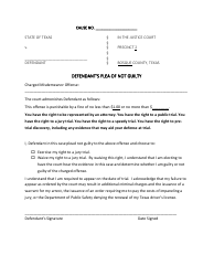 Document preview: Defendant's Plea of Not Guilty - Bosque County, Texas
