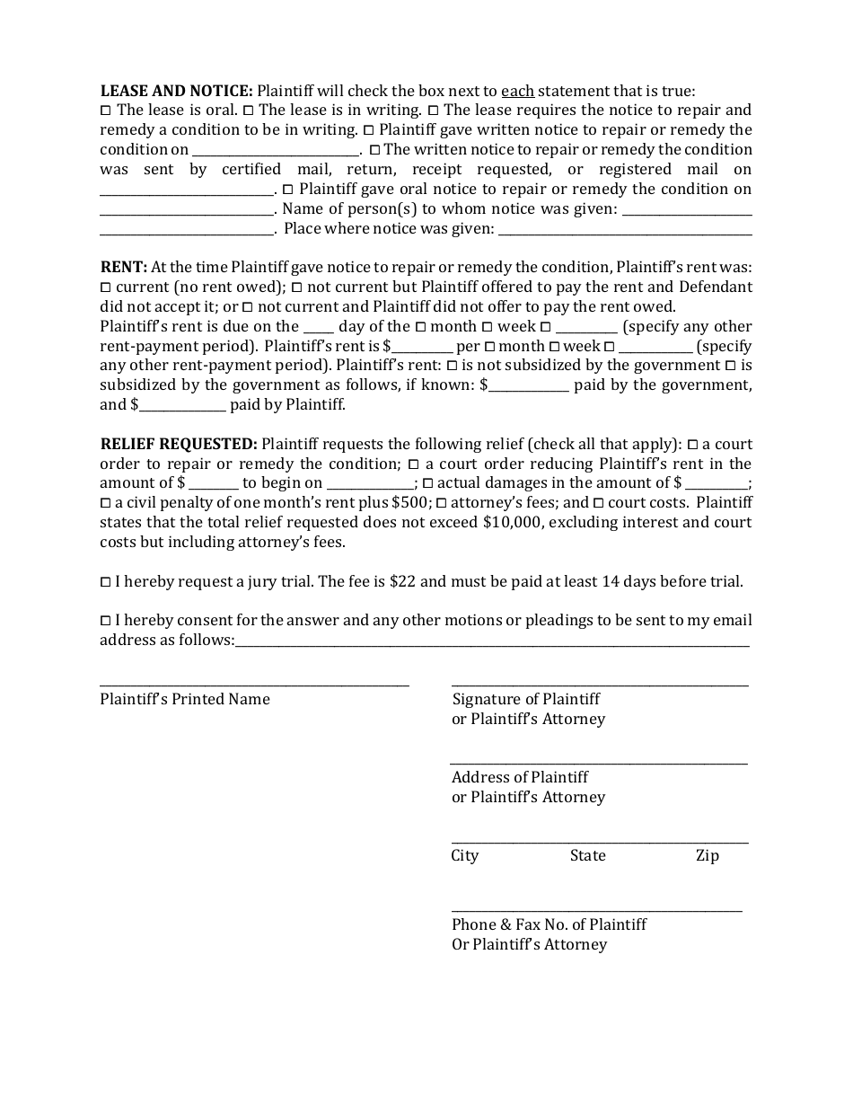 Petition: Repair and Remedy Case - Bosque County, Texas, Page 2