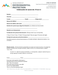 Document preview: Formulario De Queja Del Titulo Vi - Nevada (Spanish)