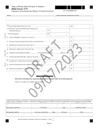 Form T-71 Insurance Companies Tax Return of Gross Premiums - Draft - Rhode Island, Page 2