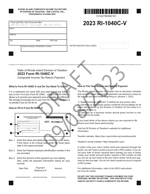 Form RI-1040C-V Composite Income Tax Return Payment - Draft - Rhode Island, 2023