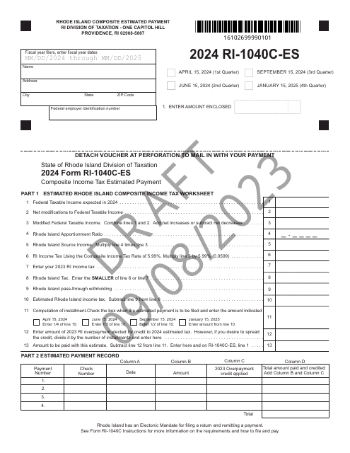 Form Ri 1040c Es Download Printable Pdf Or Fill Online Composite Income Tax Estimated Payment 6249