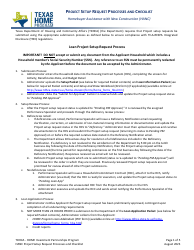 Document preview: Project Setup Request Processes and Checklist - Homeowner Reconstruction Assistance (HRA) - Texas