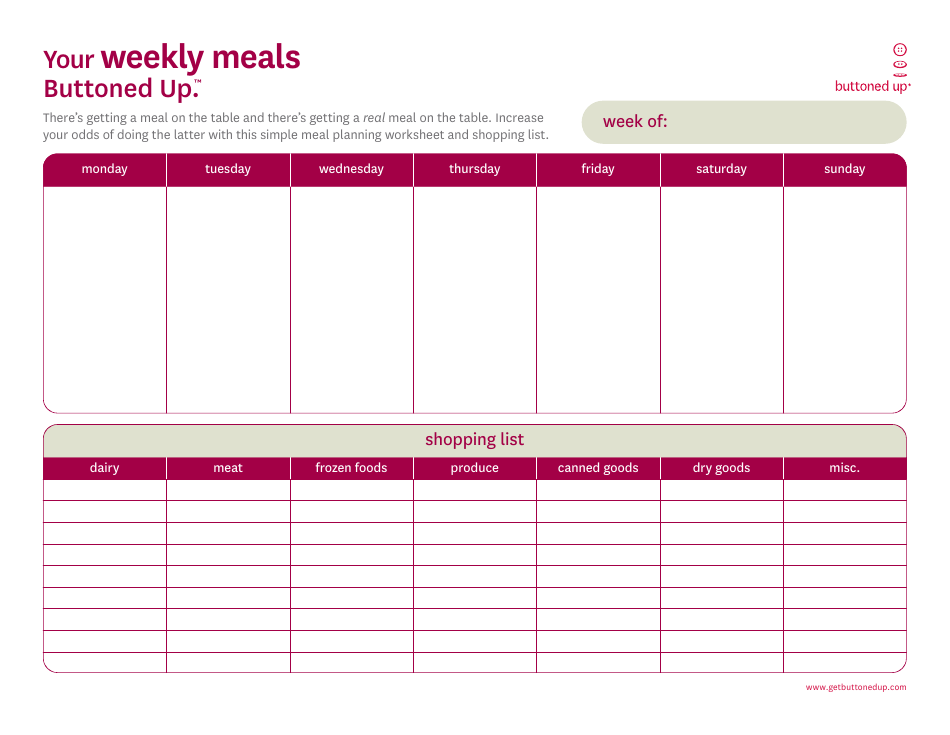 Weekly Meals Planner Template Download Printable PDF | Templateroller