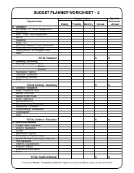 Budget Planner Worksheet Template, Page 3