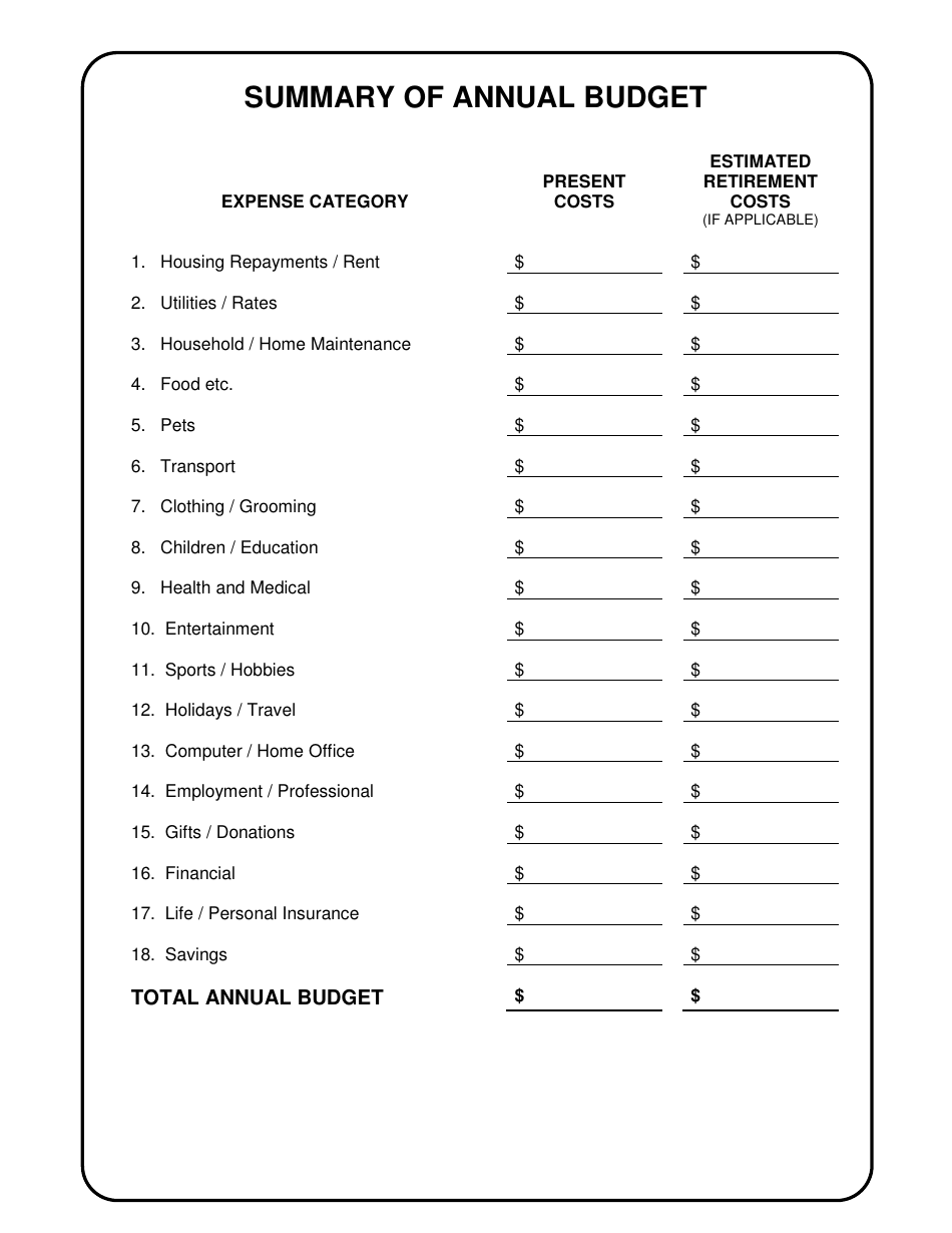 Budget Planner Worksheet Template, Page 6