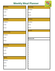 Document preview: Weekly Meal Planner Template - Orange